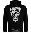 Men`s hoodie HAPPY NEW YEAR SNOWFLAKE black фото