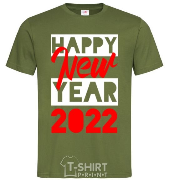 Men's T-Shirt HAPPY NEW YEAR 2022 Inscription millennial-khaki фото