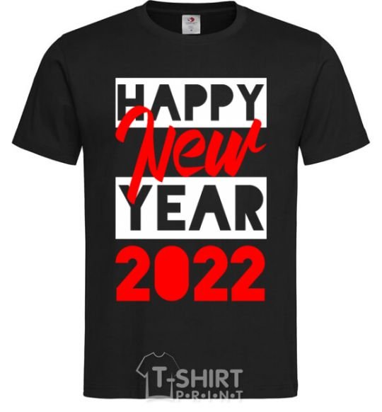 Мужская футболка HAPPY NEW YEAR 2022 Надпись Черный фото
