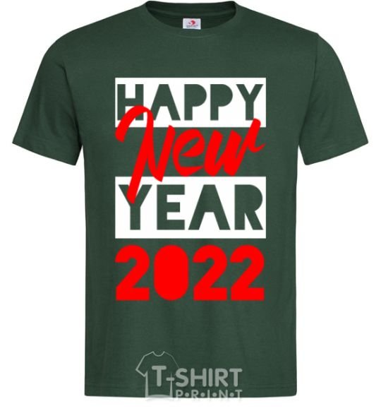 Мужская футболка HAPPY NEW YEAR 2022 Надпись Темно-зеленый фото