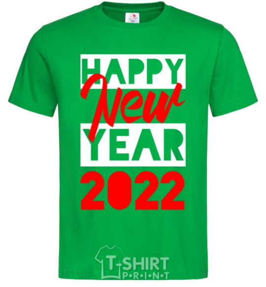 Men's T-Shirt HAPPY NEW YEAR 2022 Inscription kelly-green фото