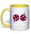 Mug with a colored handle HOT NEW YEAR yellow фото