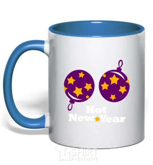 Mug with a colored handle HOT NEW YEAR royal-blue фото