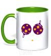 Mug with a colored handle HOT NEW YEAR kelly-green фото