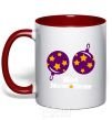Mug with a colored handle HOT NEW YEAR red фото