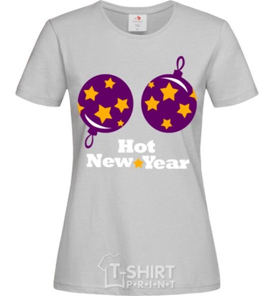 Women's T-shirt HOT NEW YEAR grey фото