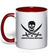 Mug with a colored handle I'M A PIRATE. red фото