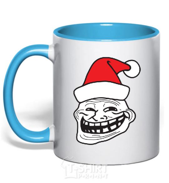 Mug with a colored handle TROLL MOROZ sky-blue фото