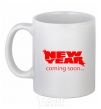 Ceramic mug NEW YEAR COMING SOON White фото