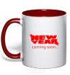 Mug with a colored handle NEW YEAR COMING SOON red фото