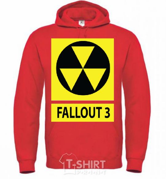 Men`s hoodie FALLOUT 3 Danger bright-red фото