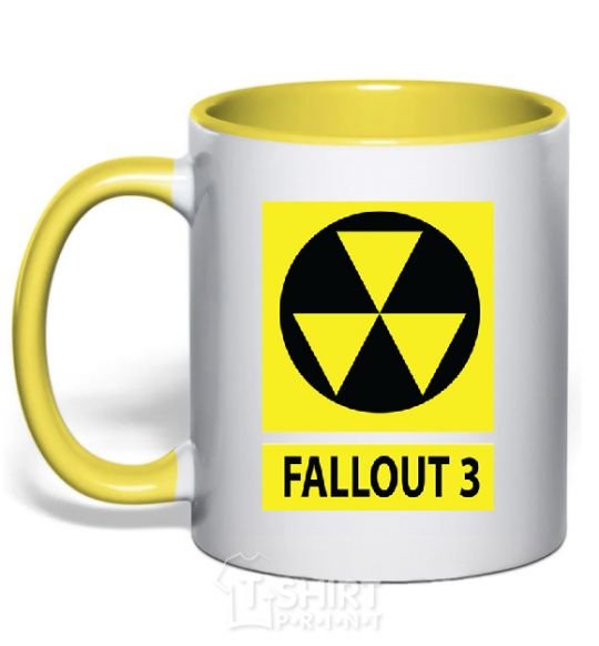 Mug with a colored handle FALLOUT 3 Danger yellow фото