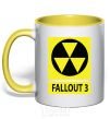 Mug with a colored handle FALLOUT 3 Danger yellow фото