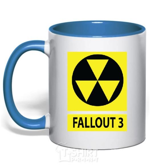 Mug with a colored handle FALLOUT 3 Danger royal-blue фото