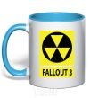 Mug with a colored handle FALLOUT 3 Danger sky-blue фото