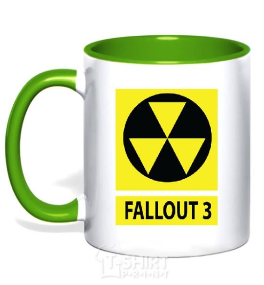 Mug with a colored handle FALLOUT 3 Danger kelly-green фото