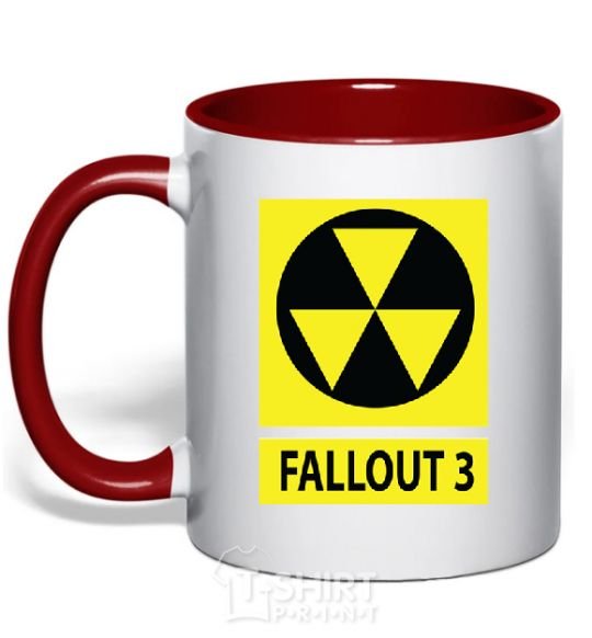 Mug with a colored handle FALLOUT 3 Danger red фото