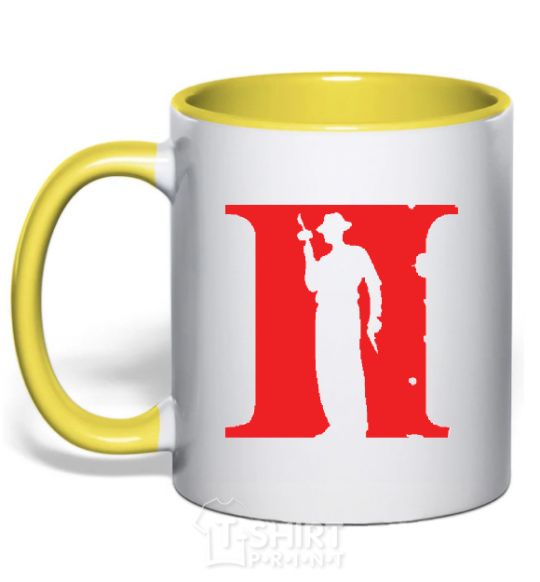 Mug with a colored handle CALL OF DUTY 2 yellow фото