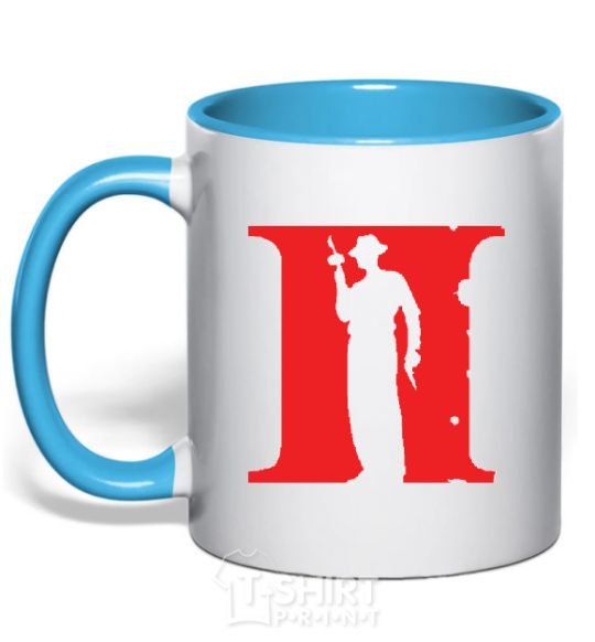 Mug with a colored handle CALL OF DUTY 2 sky-blue фото