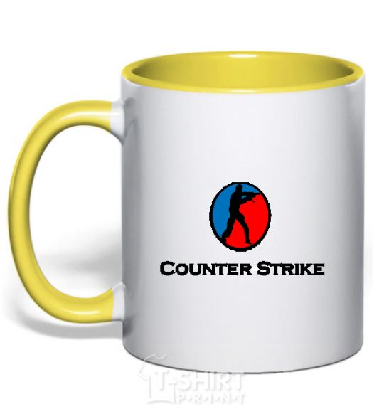 Mug with a colored handle COUNTER STRIKE yellow фото