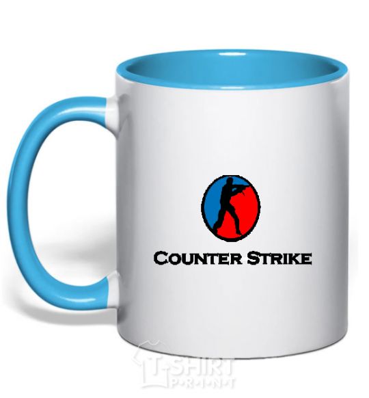 Mug with a colored handle COUNTER STRIKE sky-blue фото