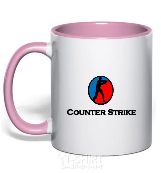 Mug with a colored handle COUNTER STRIKE light-pink фото