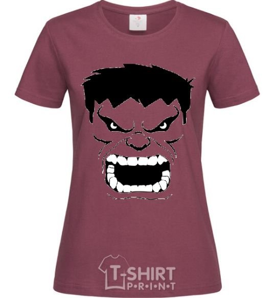 Women's T-shirt Angry Hulk burgundy фото