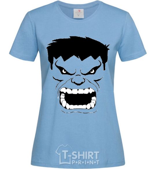 Women's T-shirt Angry Hulk sky-blue фото