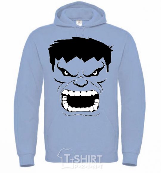 Men`s hoodie Angry Hulk sky-blue фото