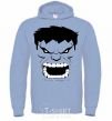 Men`s hoodie Angry Hulk sky-blue фото