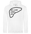 Men`s hoodie MY LIVER HATES ME White фото