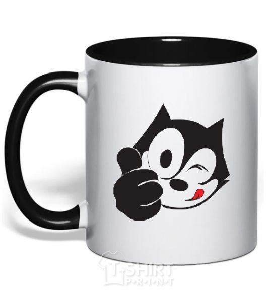 Mug with a colored handle FELIX THE CAT Like black фото