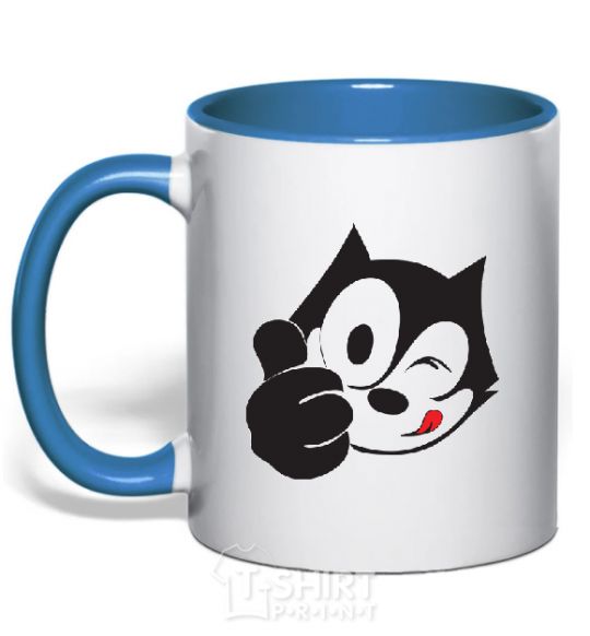 Mug with a colored handle FELIX THE CAT Like royal-blue фото