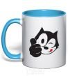 Mug with a colored handle FELIX THE CAT Like sky-blue фото