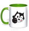 Mug with a colored handle FELIX THE CAT Like kelly-green фото