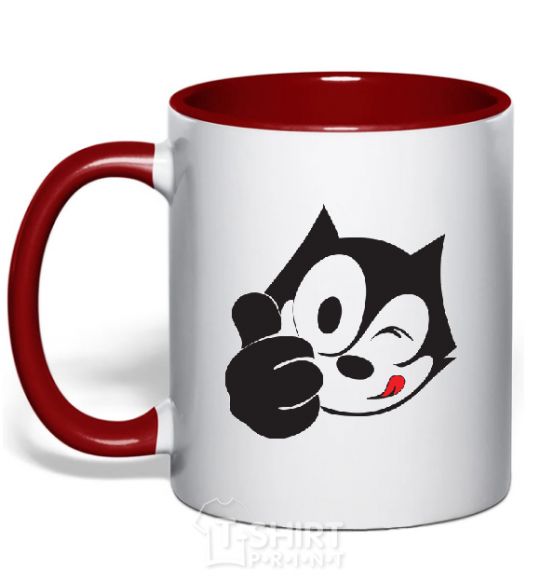 Mug with a colored handle FELIX THE CAT Like red фото