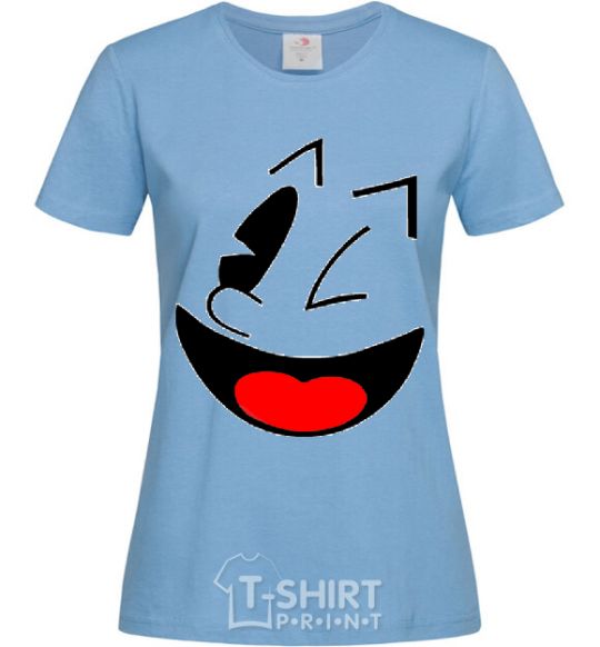 Women's T-shirt SMILE - Emoji sky-blue фото