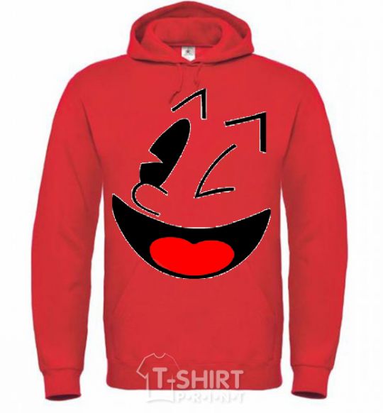 Men`s hoodie SMILE - Emoji bright-red фото