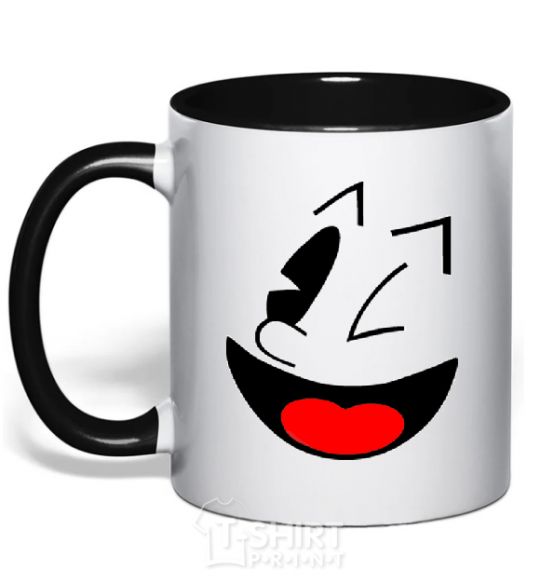 Mug with a colored handle SMILE - Emoji black фото