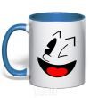 Mug with a colored handle SMILE - Emoji royal-blue фото