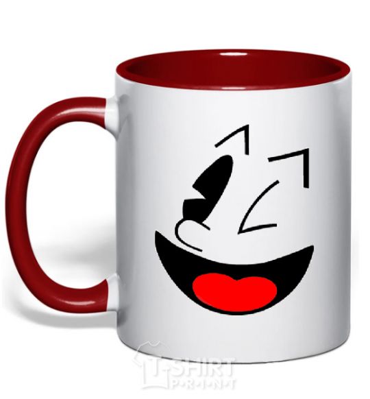 Mug with a colored handle SMILE - Emoji red фото