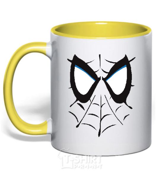 Mug with a colored handle SPIDERMAN Mask yellow фото
