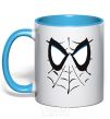 Mug with a colored handle SPIDERMAN Mask sky-blue фото