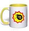 Mug with a colored handle BOMB Angry yellow фото