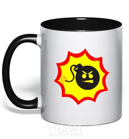 Mug with a colored handle BOMB Angry black фото