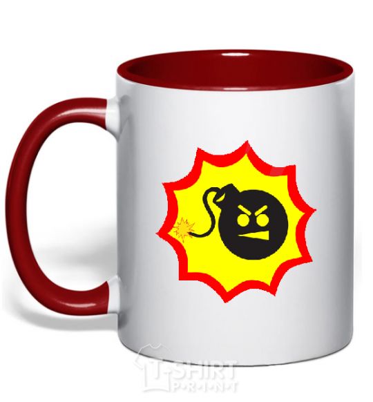 Mug with a colored handle BOMB Angry red фото