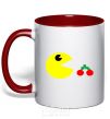 Mug with a colored handle Pacman arcade red фото