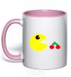 Mug with a colored handle Pacman arcade light-pink фото