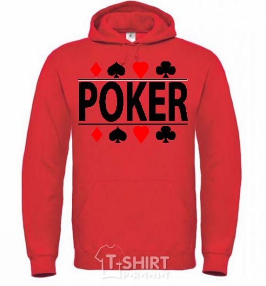 Men`s hoodie POKER Game bright-red фото