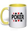Mug with a colored handle POKER Game yellow фото